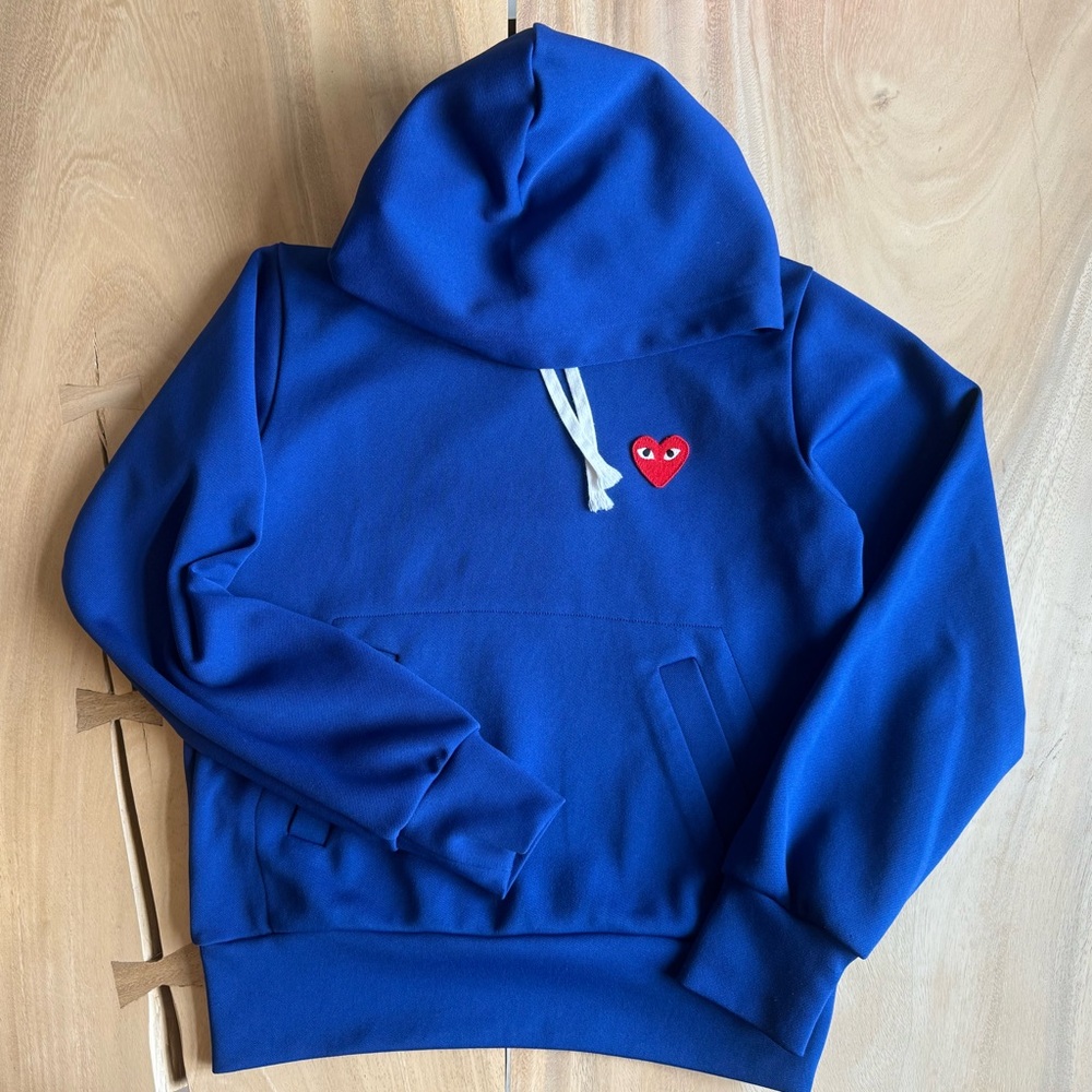 Comme des Garçons Blue Hoodie with Heart Patch